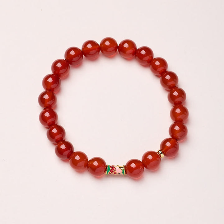 Bransoletka z naturalnego czerwonego agatu z Buddha Stones, dająca szczęście i pewność siebie w kształcie ryby Koi - Agat czerwony-8mm - image 5