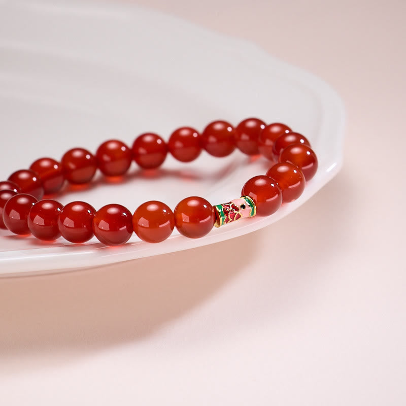Bransoletka z naturalnego czerwonego agatu z Buddha Stones, dająca szczęście i pewność siebie w kształcie ryby Koi - image 6