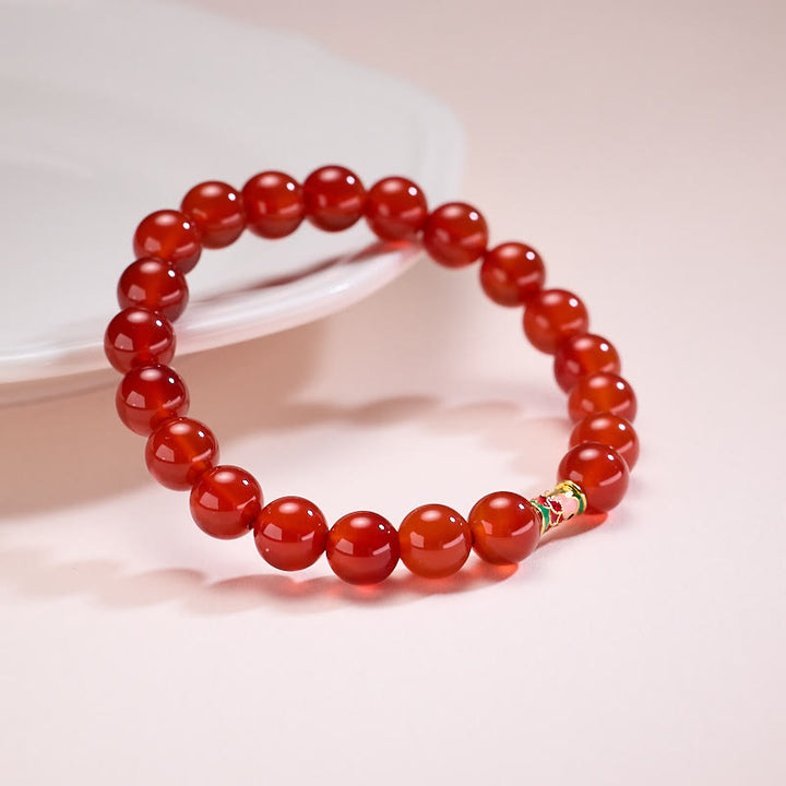 Bransoletka z naturalnego czerwonego agatu z Buddha Stones, dająca szczęście i pewność siebie w kształcie ryby Koi - image 7