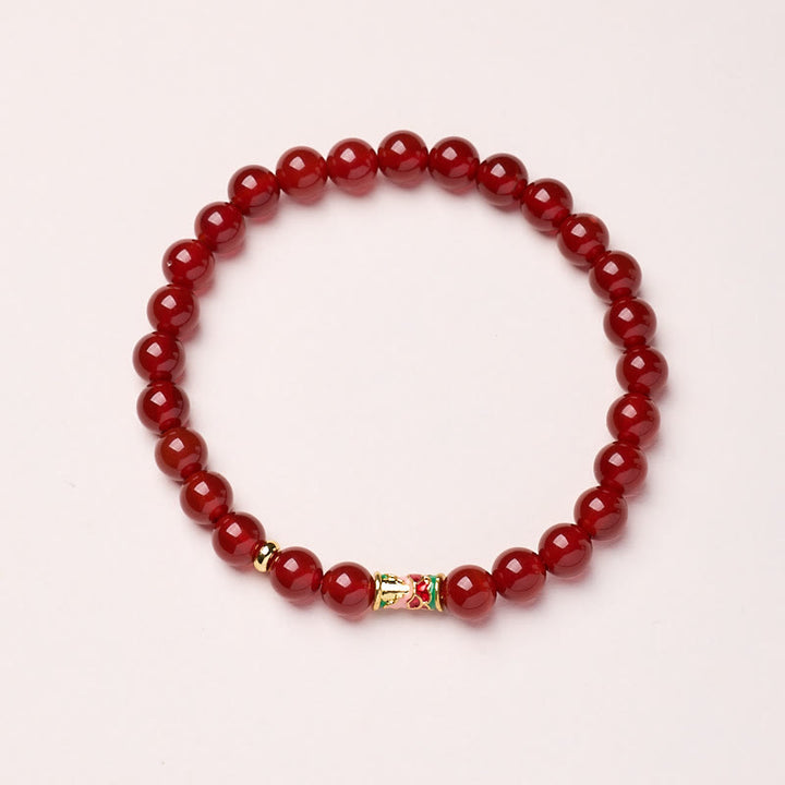 Bransoletka z naturalnego czerwonego agatu z Buddha Stones, dająca szczęście i pewność siebie w kształcie ryby Koi - Agat czerwony-6mm - image 1