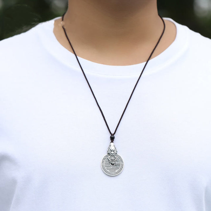 Buddha Stones Naszyjnik z wisiorkiem Mountain Ghosts Spend Money Bagua Design Copper PiXiu Harmony - image 11