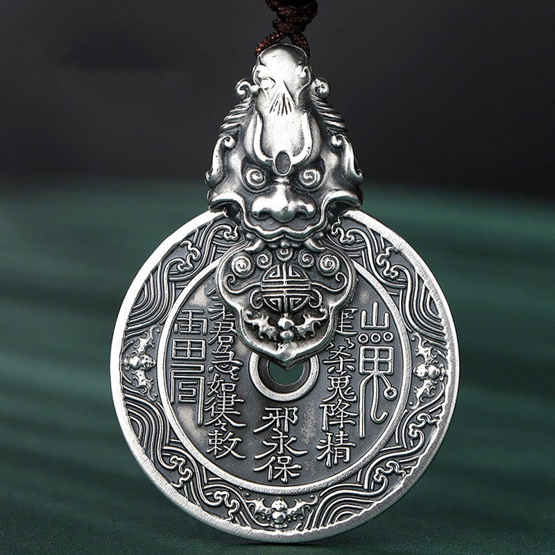 Buddha Stones Naszyjnik z wisiorkiem Mountain Ghosts Spend Money Bagua Design Copper PiXiu Harmony - image 5