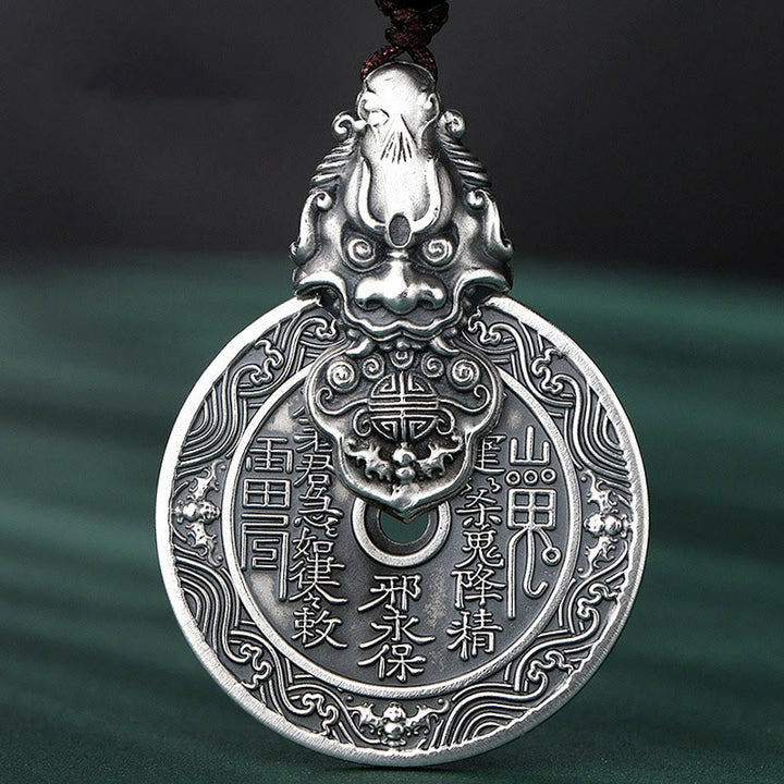 Buddha Stones Naszyjnik z wisiorkiem Mountain Ghosts Spend Money Bagua Design Copper PiXiu Harmony - image 5