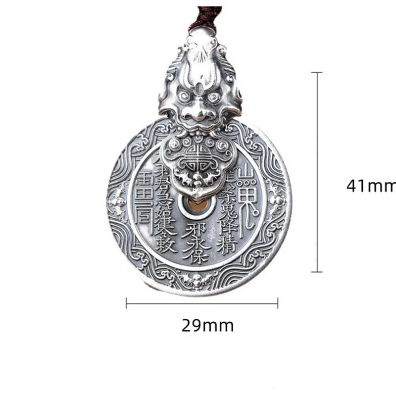 Buddha Stones Naszyjnik z wisiorkiem Mountain Ghosts Spend Money Bagua Design Copper PiXiu Harmony - image 10