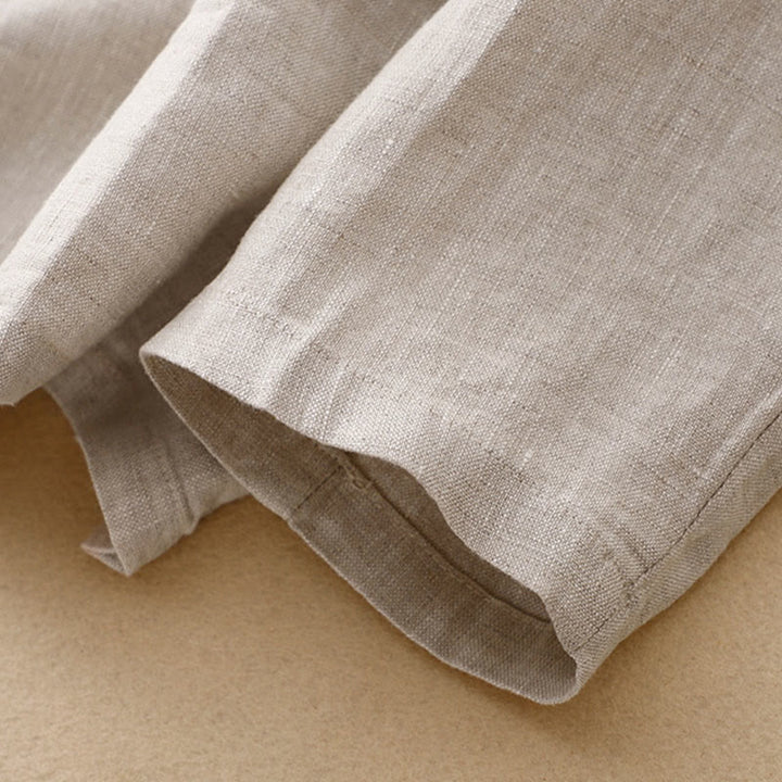 Kurtka damska Buddha Stones Commute Retro Pure Color z klapami z bawełny i lnu z kieszeniami - image 11