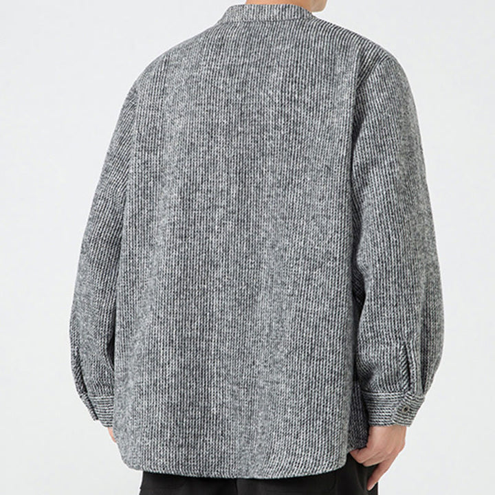 Koszula męska z długim rękawem i kieszeniami, z nadrukiem "Buddha Stones", zapinana na guziki żaby - image 18