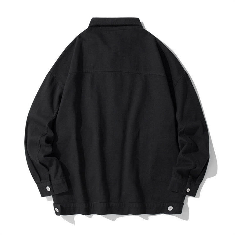 Koszula męska z długim rękawem i stójką z motywem Buddha Stones , bawełniana kurtka z kieszeniami - image 1