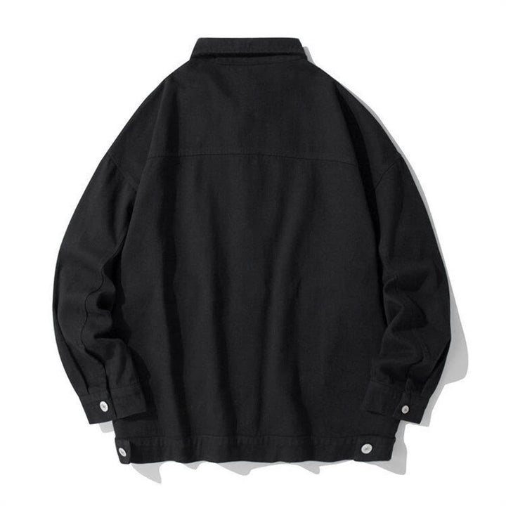 Koszula męska z długim rękawem i stójką z motywem Buddha Stones , bawełniana kurtka z kieszeniami - image 1