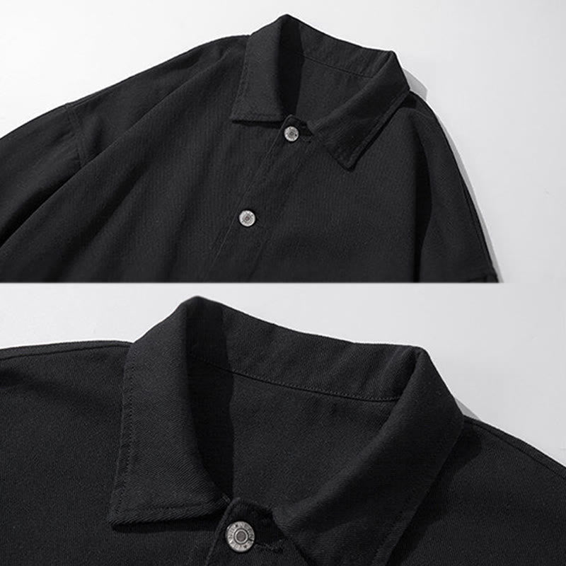 Koszula męska z długim rękawem i stójką z motywem Buddha Stones , bawełniana kurtka z kieszeniami - image 2