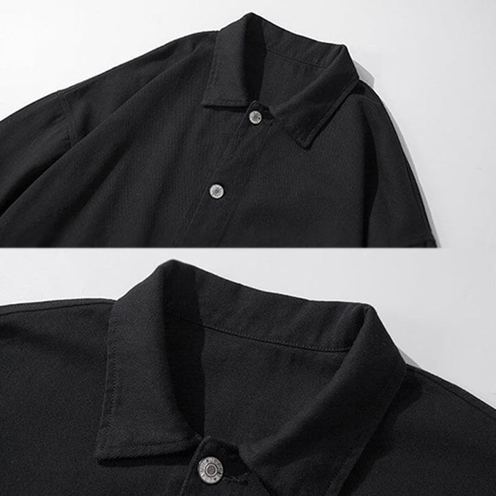 Koszula męska z długim rękawem i stójką z motywem Buddha Stones , bawełniana kurtka z kieszeniami - image 2