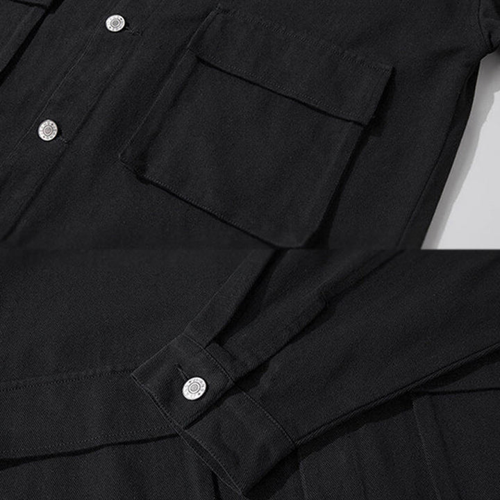 Koszula męska z długim rękawem i stójką z motywem Buddha Stones , bawełniana kurtka z kieszeniami - image 3