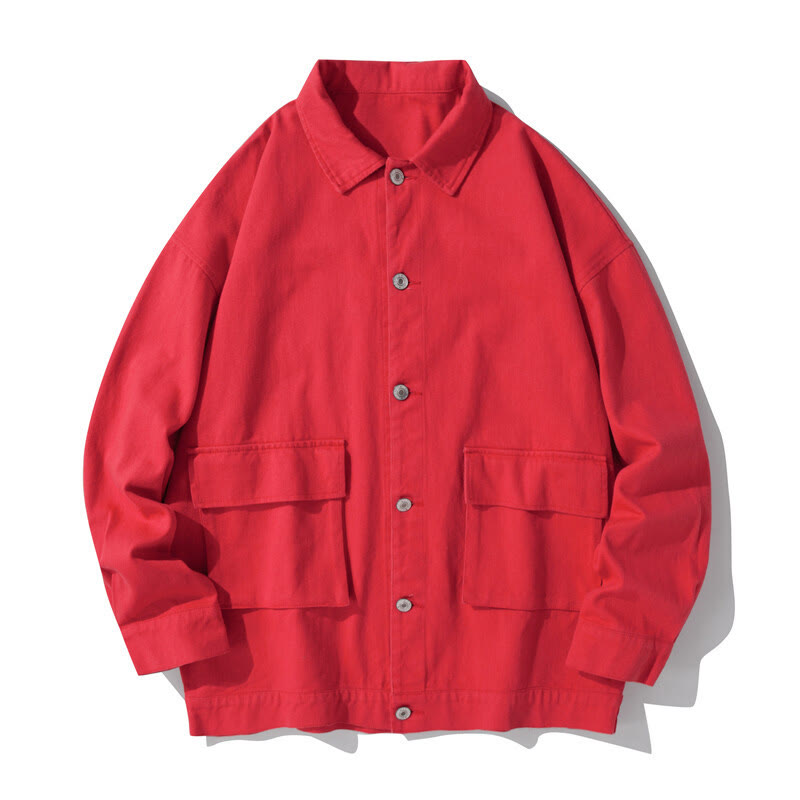 Koszula męska z długim rękawem i stójką z motywem Buddha Stones , bawełniana kurtka z kieszeniami - Karmazynowy - US/UK/AU50, EU60 (5XL) - image 10