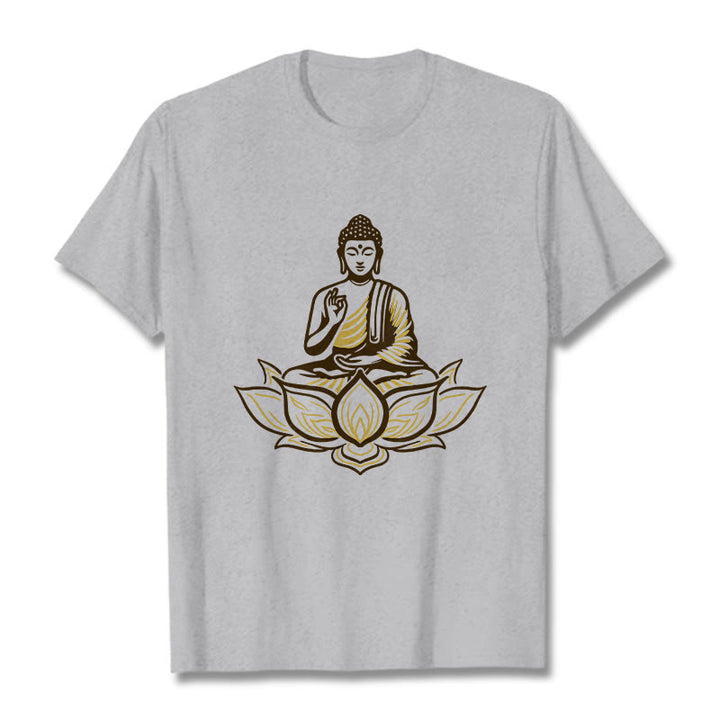 Koszulka z Buddha Stones Budda Medytujący w Lotosie - Jasnoszary - 2XL - image 20