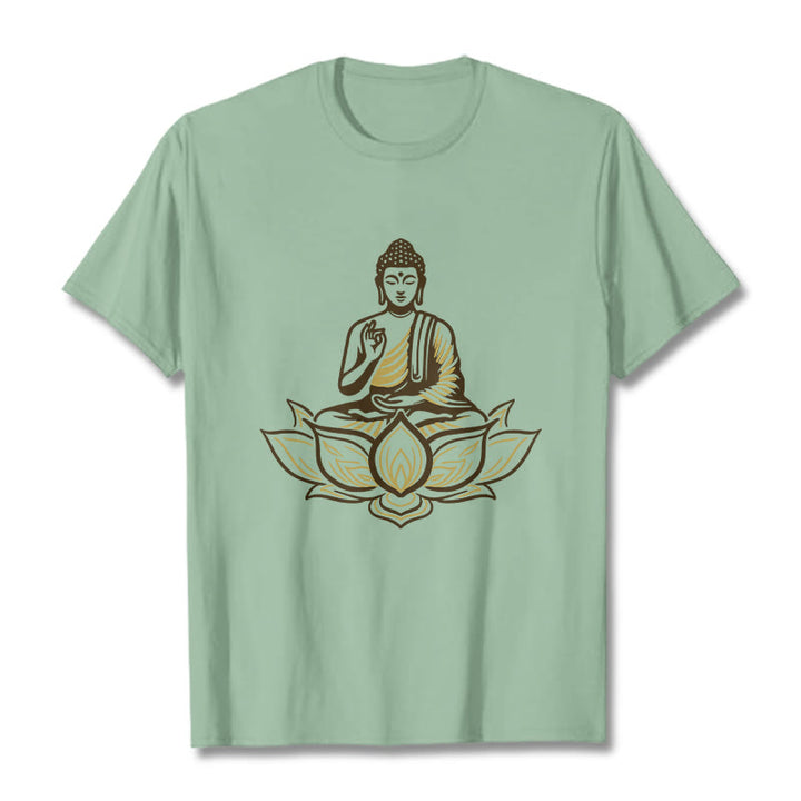 Koszulka z Buddha Stones Budda Medytujący w Lotosie - PaleGreen - 2XL - image 15
