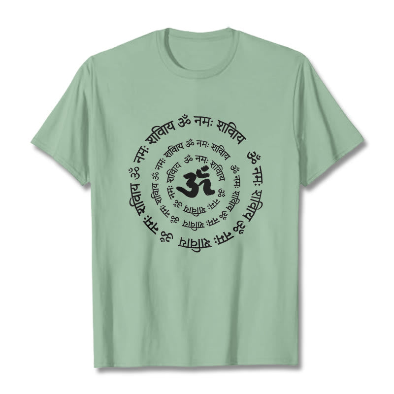Koszulka bawełniana z motywem OM i sanskryckimi mantrami z kamieniami Buddha Stones - PaleGreen - 2XL - image 18