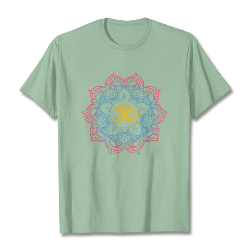 Koszulka z motywem symbolu OM i mandali w kształcie lotosu z Buddha Stones - PaleGreen - 2XL - image 18