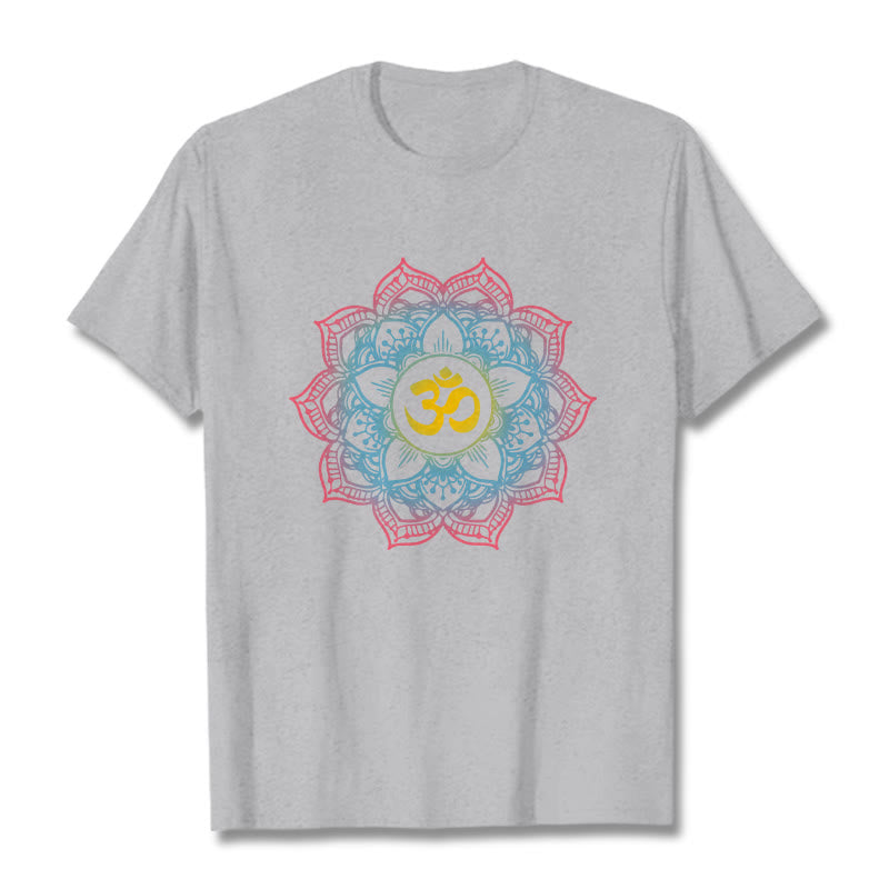 Koszulka z motywem symbolu OM i mandali w kształcie lotosu z Buddha Stones - Jasnoszary - 2XL - image 20