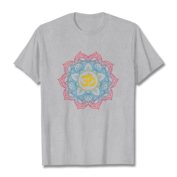 Koszulka z motywem symbolu OM i mandali w kształcie lotosu z Buddha Stones - Jasnoszary - 2XL - image 20