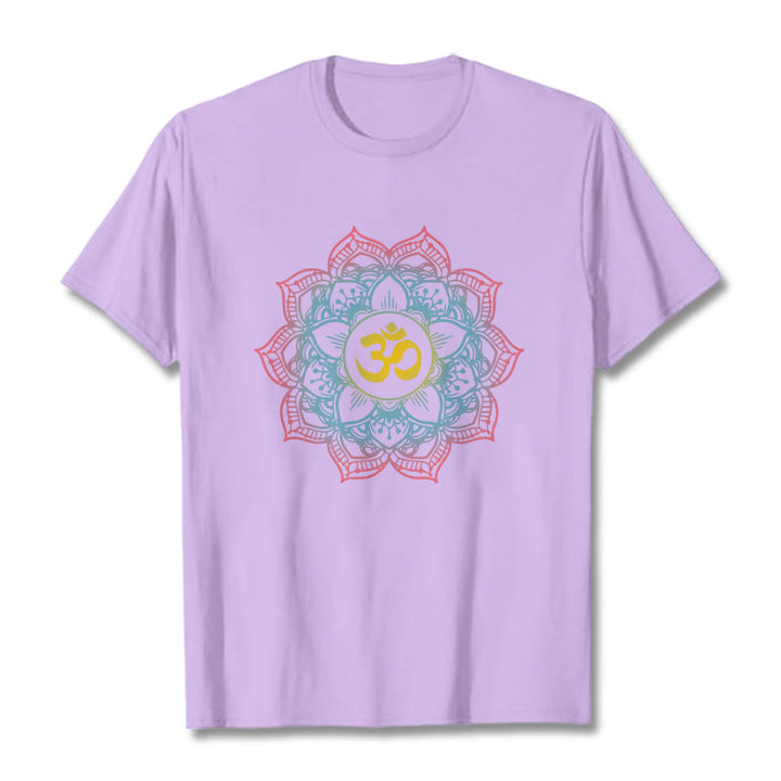Koszulka z motywem symbolu OM i mandali w kształcie lotosu z Buddha Stones - Śliwka - 2XL - image 14