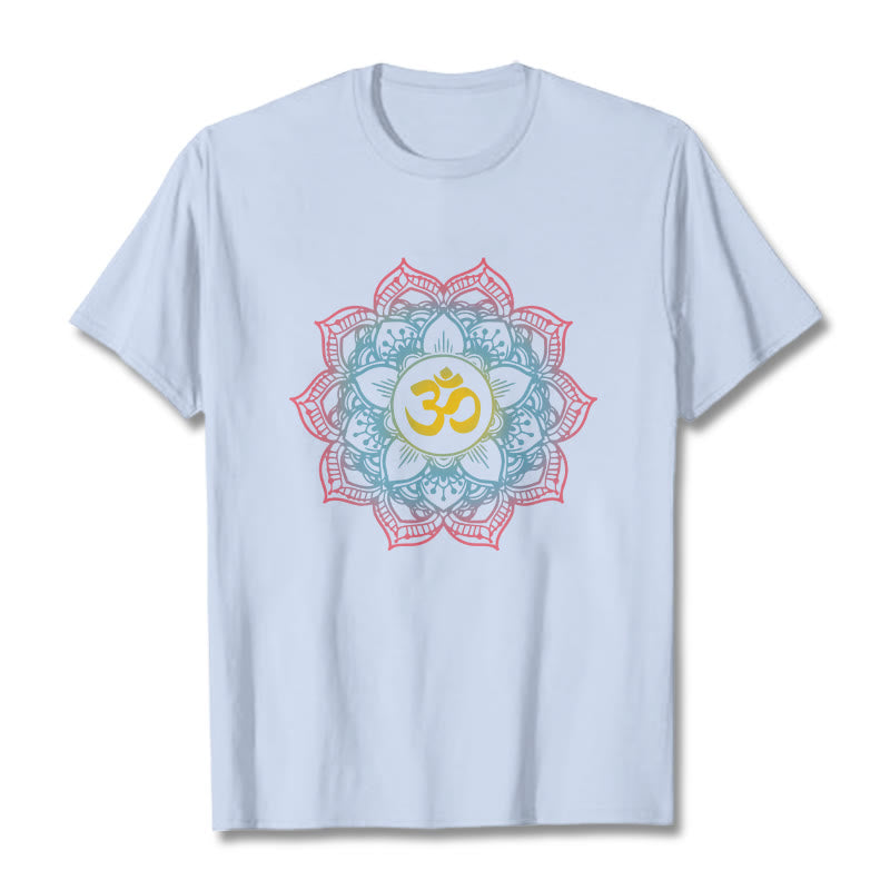 Koszulka z motywem symbolu OM i mandali w kształcie lotosu z Buddha Stones - Jasnoniebieski - 2XL - image 11