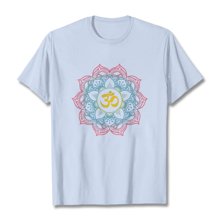 Koszulka z motywem symbolu OM i mandali w kształcie lotosu z Buddha Stones - Jasnoniebieski - 2XL - image 11