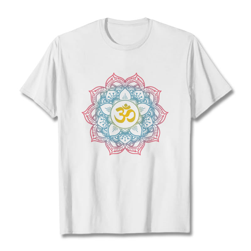 Koszulka z motywem symbolu OM i mandali w kształcie lotosu z Buddha Stones - Biały - 2XL - image 8