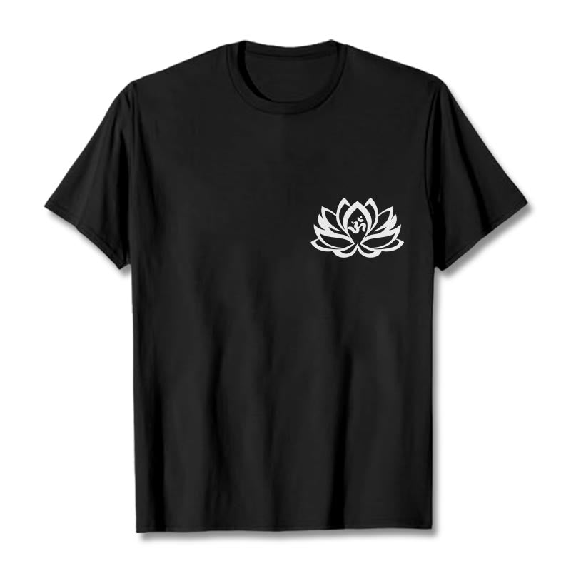 Koszulka z motywem symbolu OM i kwiatów lotosu Buddha Stones - Czarny - 2XL - image 1