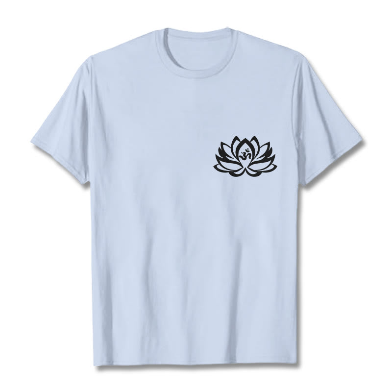 Koszulka z motywem symbolu OM i kwiatów lotosu Buddha Stones - Jasnoniebieski - 2XL - image 11
