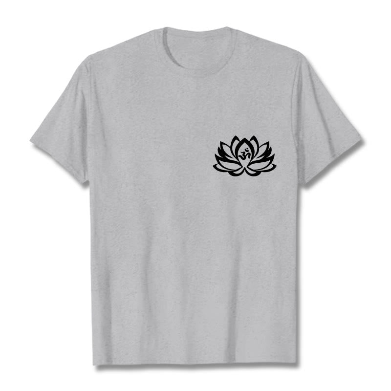 Koszulka z motywem symbolu OM i kwiatów lotosu Buddha Stones - Jasnoszary - 2XL - image 20