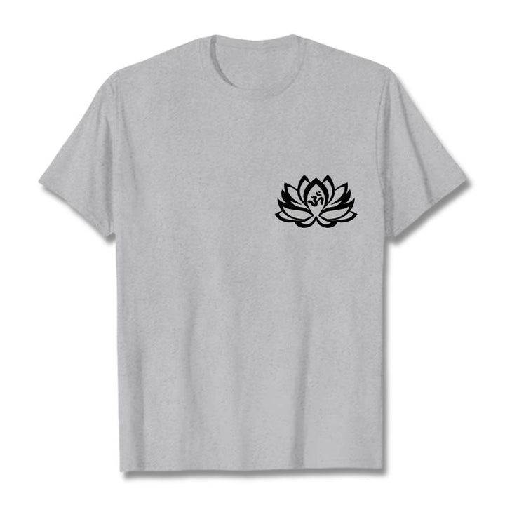 Koszulka z motywem symbolu OM i kwiatów lotosu Buddha Stones - Jasnoszary - 2XL - image 20