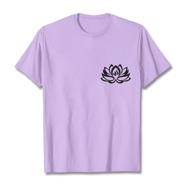 Koszulka z motywem symbolu OM i kwiatów lotosu Buddha Stones - Śliwka - 2XL - image 14