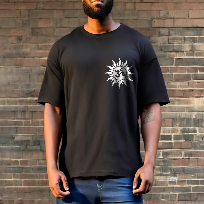 Koszulka z nadrukiem symbolu słońca OM i Buddha Stones - image 3