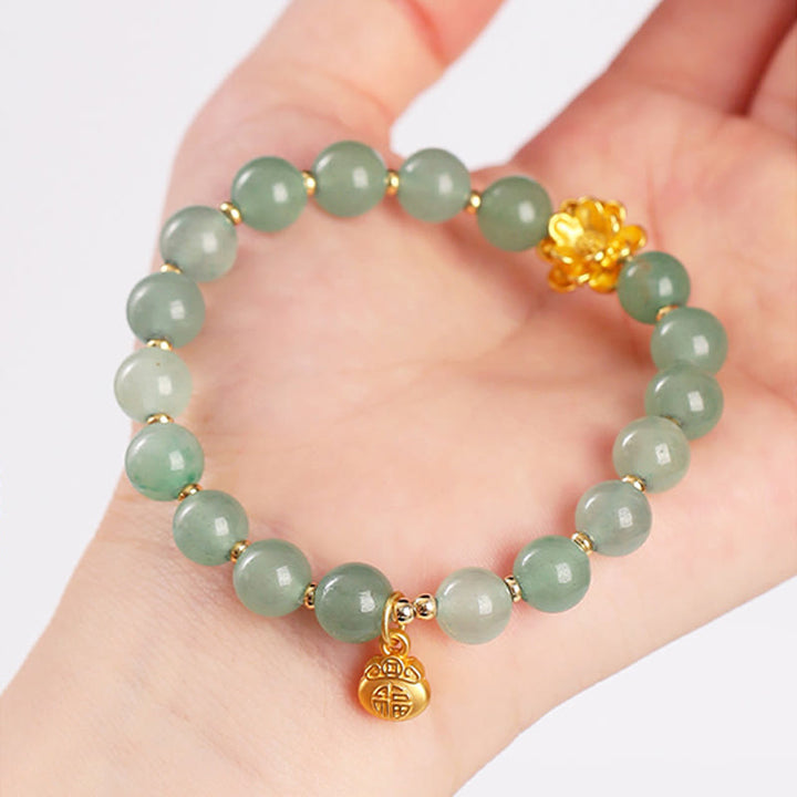 Bransoletka z Buddha Stones, naturalnego jadeitu, zielonego awenturynu, z dyni i postaci Fu - image 12
