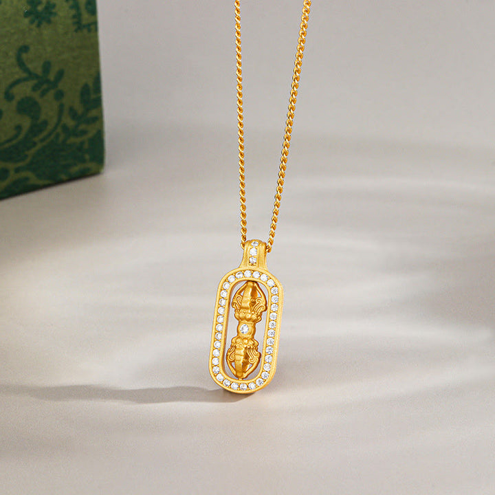 Naszyjnik z Buddha Stones ze srebra próby 925, miniaturowy wisiorek PiXiu Dorje Vajra Wealth - Złoty - Wadżra - image 7