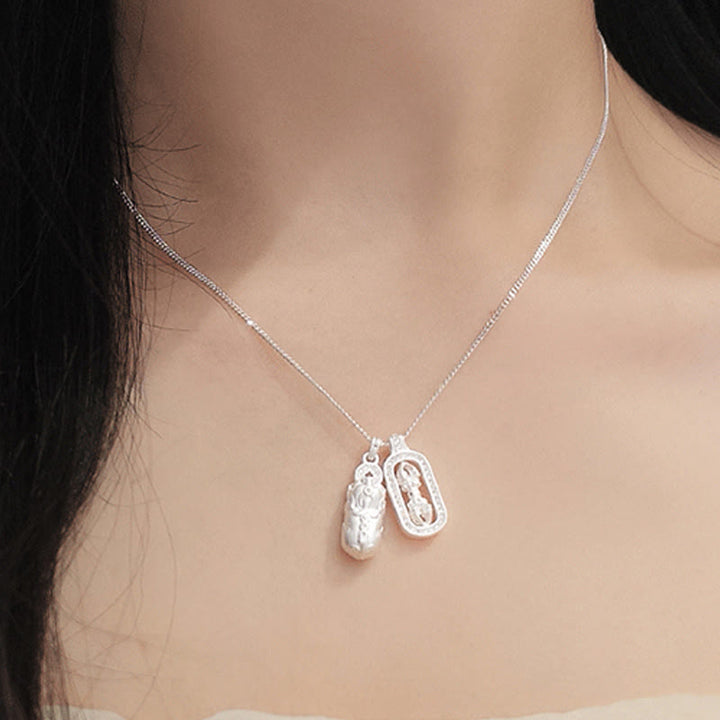 Naszyjnik z Buddha Stones ze srebra próby 925, miniaturowy wisiorek PiXiu Dorje Vajra Wealth - image 9