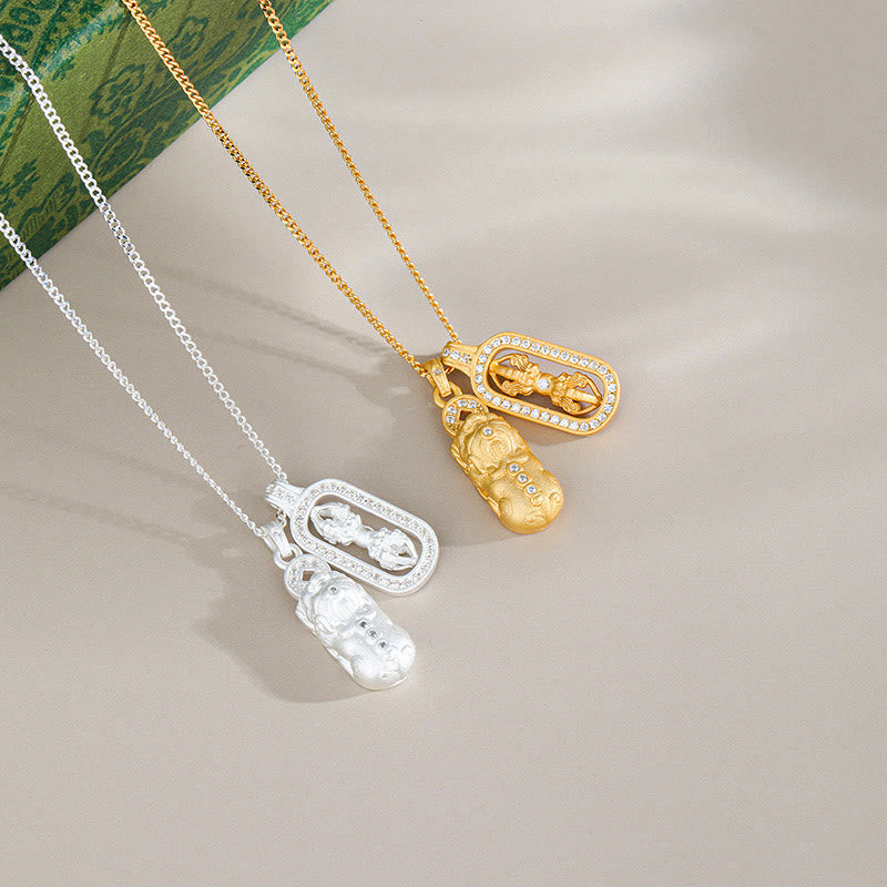 Naszyjnik z Buddha Stones ze srebra próby 925, miniaturowy wisiorek PiXiu Dorje Vajra Wealth - image 1