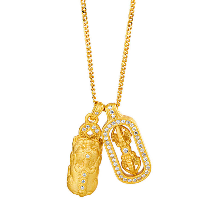 Naszyjnik z Buddha Stones ze srebra próby 925, miniaturowy wisiorek PiXiu Dorje Vajra Wealth - image 3