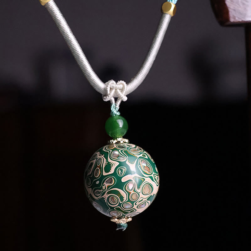Naszyjnik z Buddha Stones z drewna hebanowego, kolorowy lakier, spokojny wisiorek - Zielony (losowy kolor beżowy) - image 13