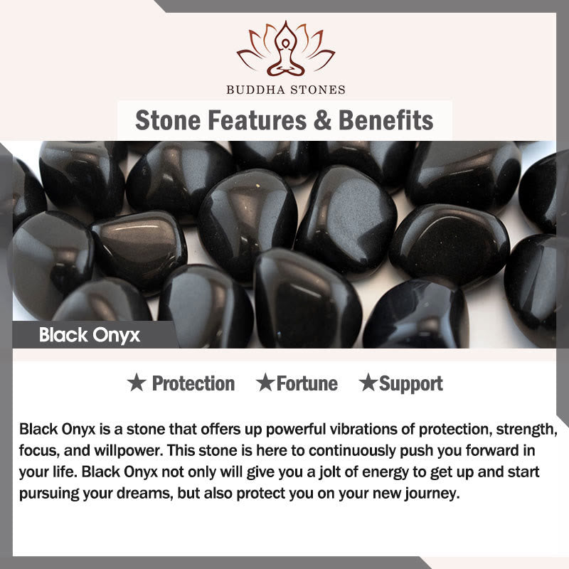 Bransoletka ochronna z Buddha Stones Czarny Kot Naturalny Czarny Onyks - image 8
