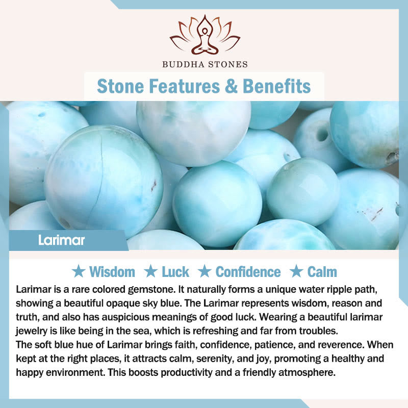 Bransoletka z koralików mądrości z naturalnego kamienia Buddha Stones Larimar - image 10