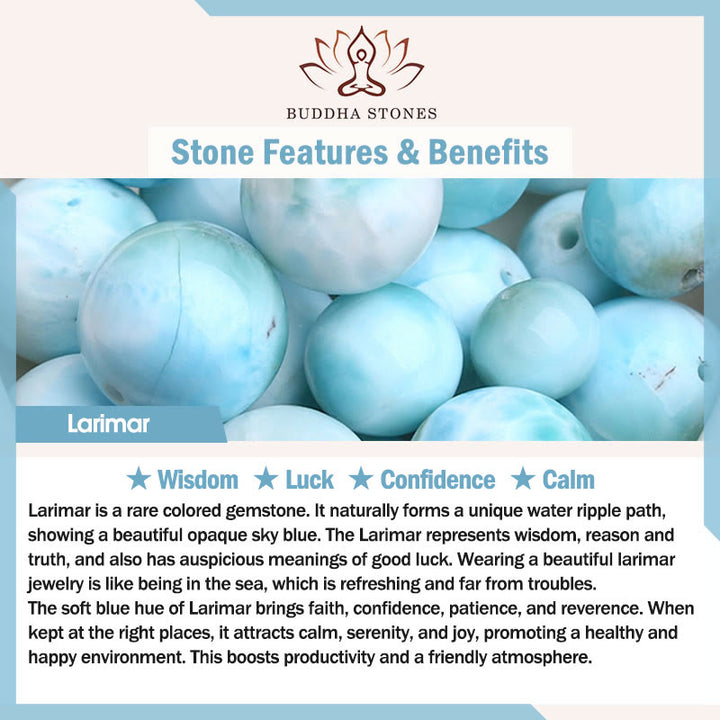 Bransoletka z koralików mądrości z naturalnego kamienia Buddha Stones Larimar - image 10