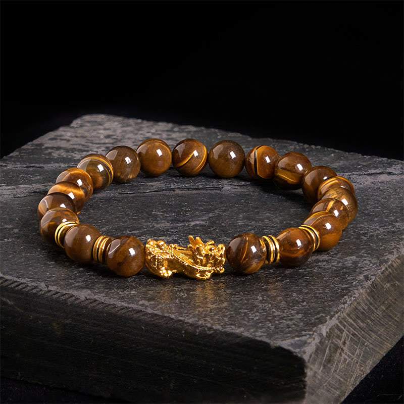 Różnokolorowe Buddha Stones z tygrysim okiem, koraliki dystansowe, bransoletka PiXiu Wealth Courage - image 15