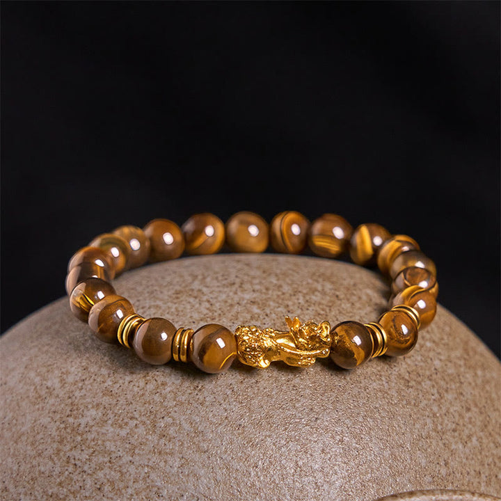 Różnokolorowe Buddha Stones z tygrysim okiem, koraliki dystansowe, bransoletka PiXiu Wealth Courage - image 17