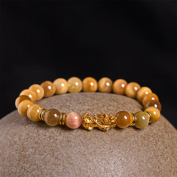 Różnokolorowe Buddha Stones z tygrysim okiem, koraliki dystansowe, bransoletka PiXiu Wealth Courage - image 13