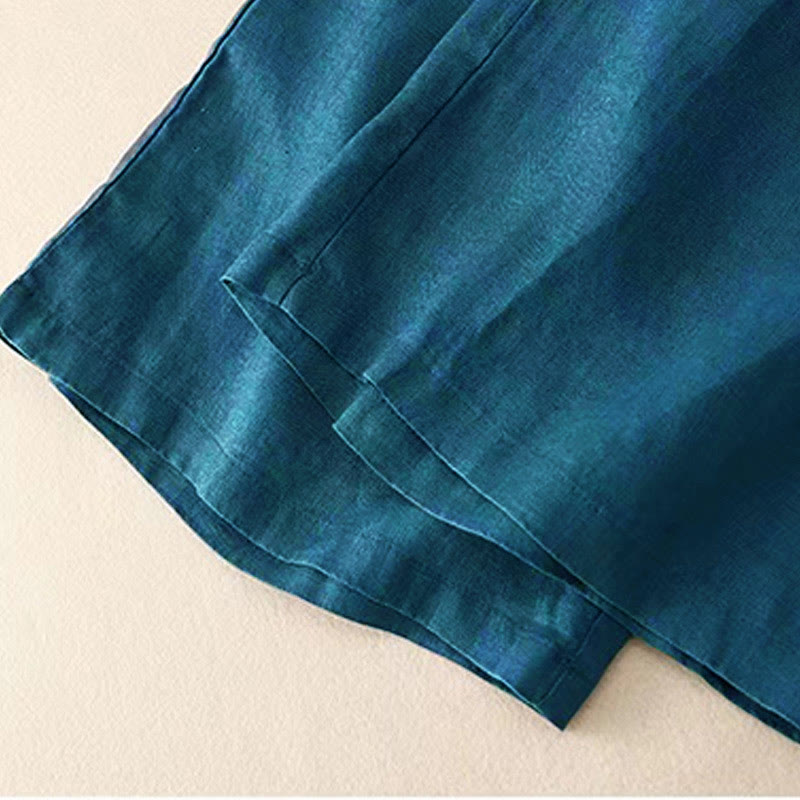 Spodnie damskie Capri z szerokimi nogawkami i kieszeniami, w jednolitym kolorze, z Buddha Stones, na jeden guzik - image 25