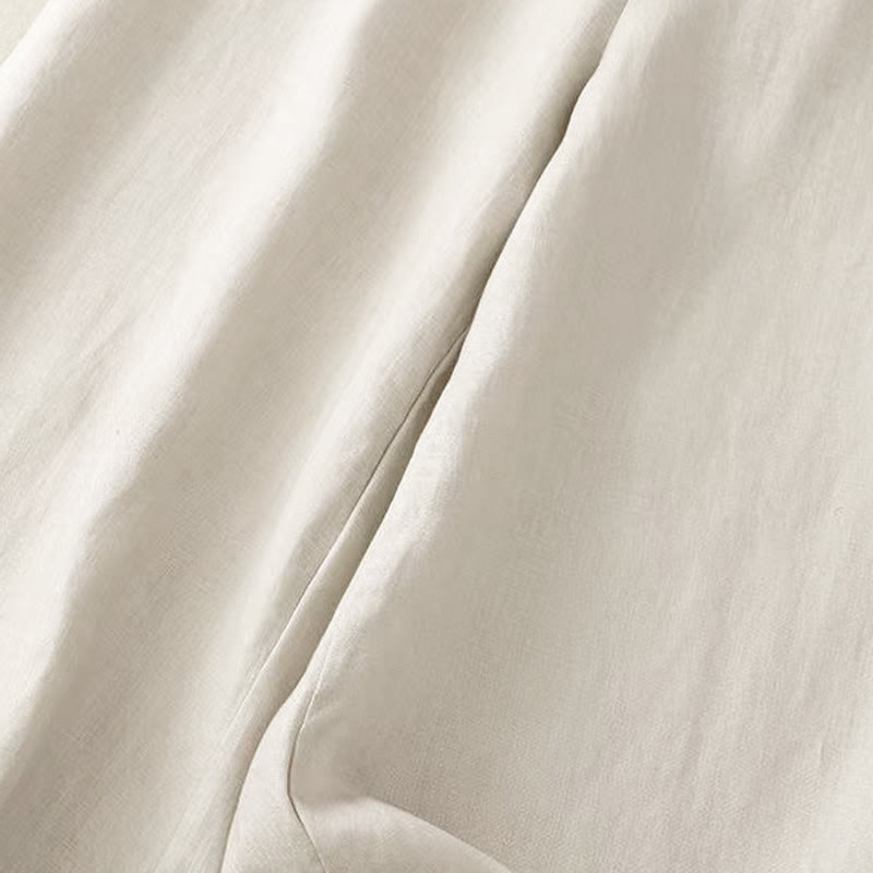 Spodnie damskie Capri z szerokimi nogawkami i kieszeniami, w jednolitym kolorze, z Buddha Stones, na jeden guzik - image 17