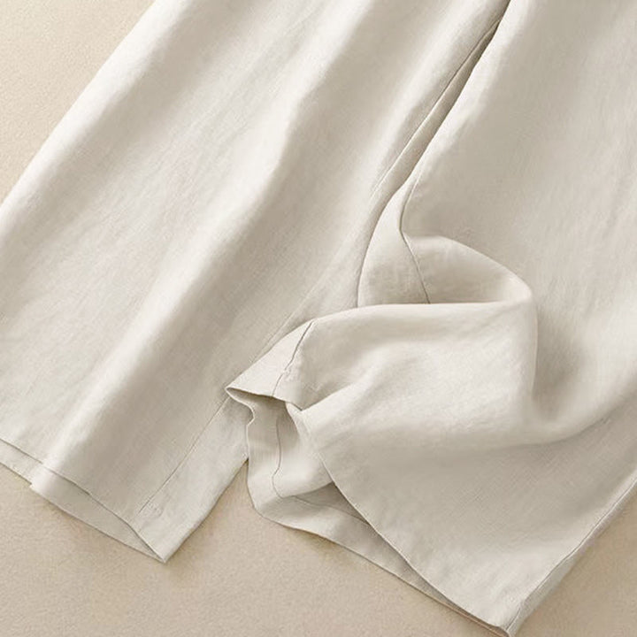 Spodnie damskie Capri z szerokimi nogawkami i kieszeniami, w jednolitym kolorze, z Buddha Stones, na jeden guzik - image 19