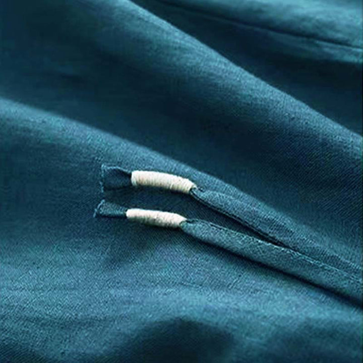 Spodnie damskie Capri z szerokimi nogawkami i kieszeniami, w jednolitym kolorze, z Buddha Stones, na jeden guzik - image 24