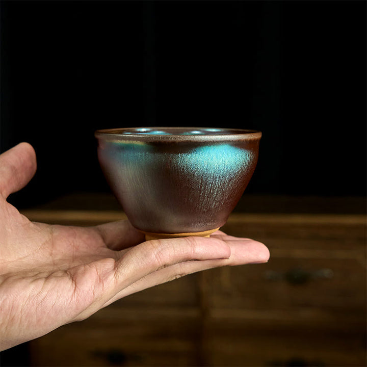 Buddha Stones ręcznie chiński Jianzhan kwiat lotosu niebieski fioletowy ceramiczny kubek do herbaty Kung Fu kubek do herbaty 150 ml - image 6