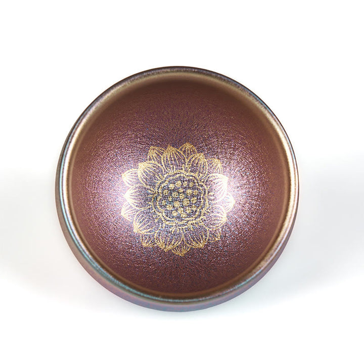Buddha Stones ręcznie chiński Jianzhan Złoty Kwiat Lotosu Ceramiczny Filiżanka do herbaty Kung Fu 150 ml - image 7